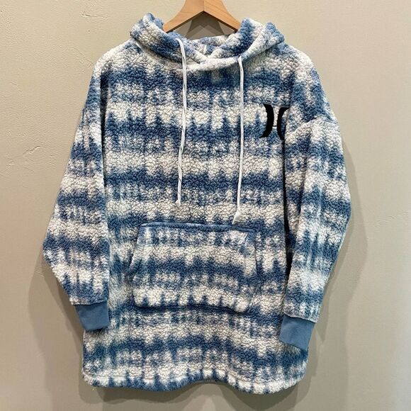 Hurley Bleached Tie-Dye Oversized Sherpa Fleece Hoodie - Size: Medium - Picture 1 of 6